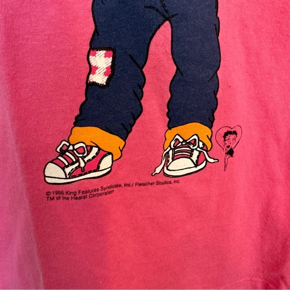 Vintage 1996 Ross Sportswear Intl Betty Boop backwards hat t-shirt SMALL - Picture 3 of 5